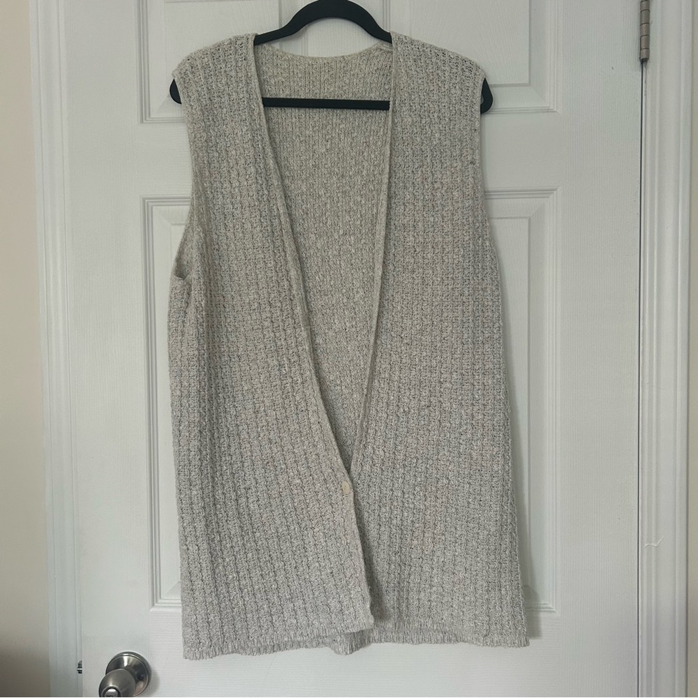 Long Oatmeal Sweater Vest